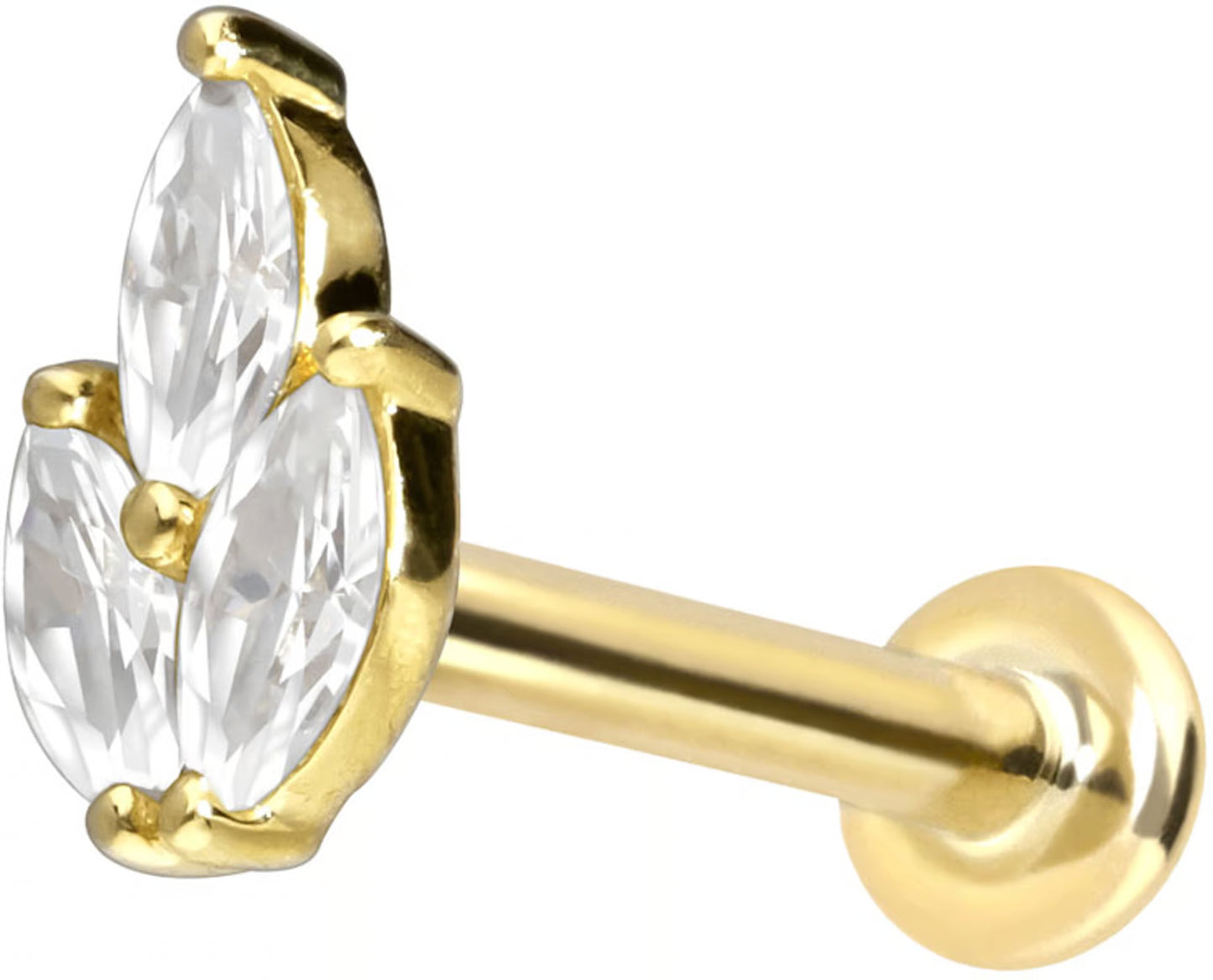 14 carat labret with internal thread MOISSANITE LOTUS BLOSSOM