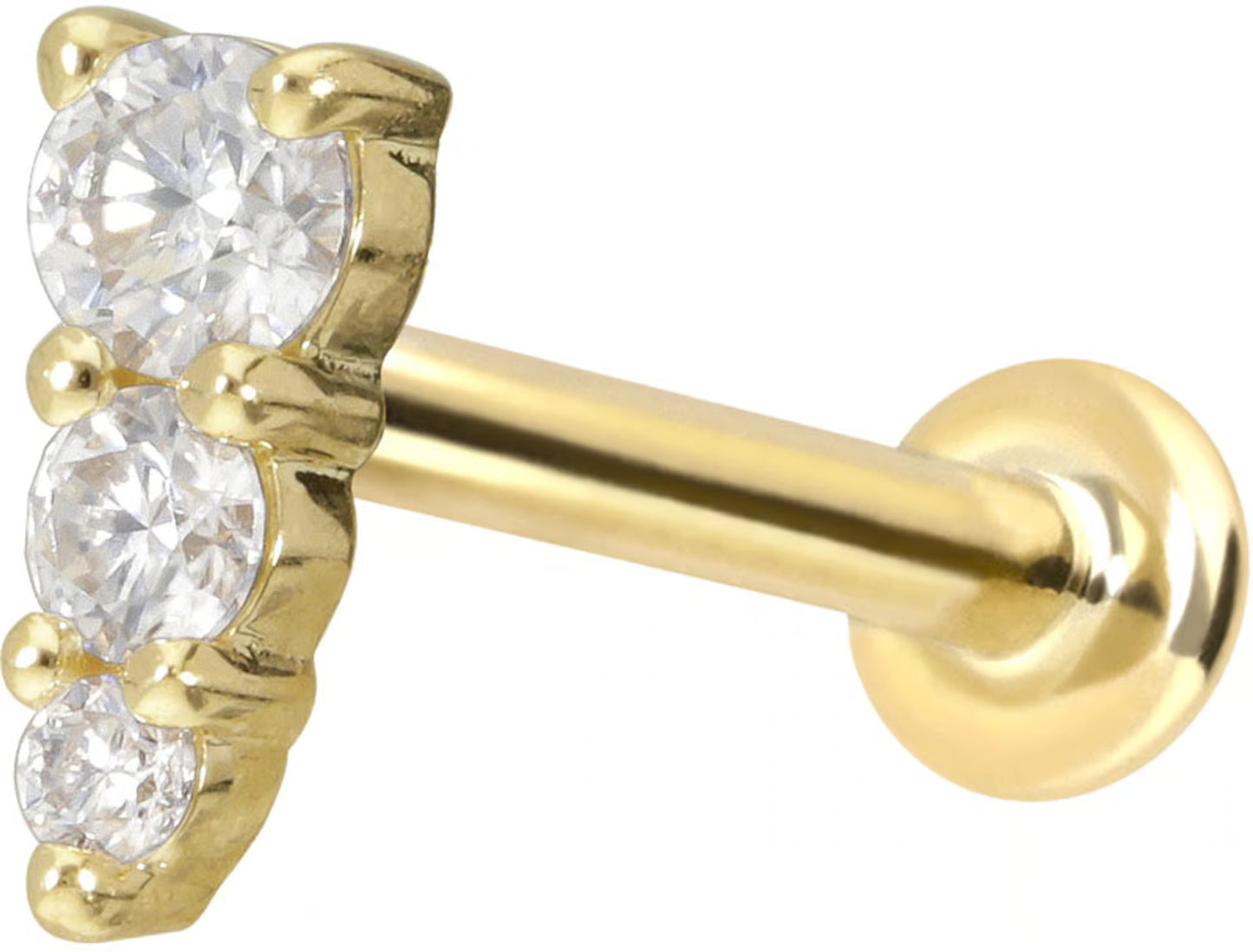 14 carat labret with internal thread MOISSANITE ICICLE