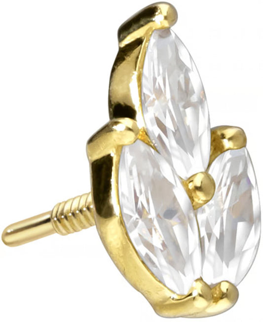 14 carat gold screw-in attachment with external thread MOISSANITE LOTUS BLOSSOM