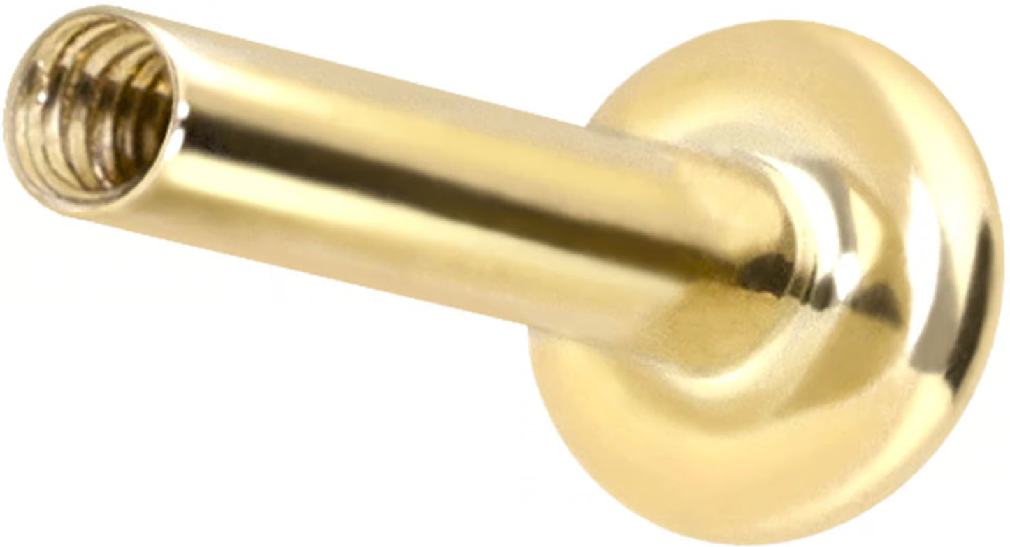 14/18 carat gold labret wíth internal thread without attachment