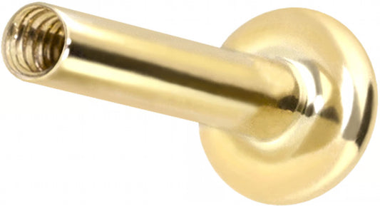 14/18 carat gold labret wíth internal thread without attachment