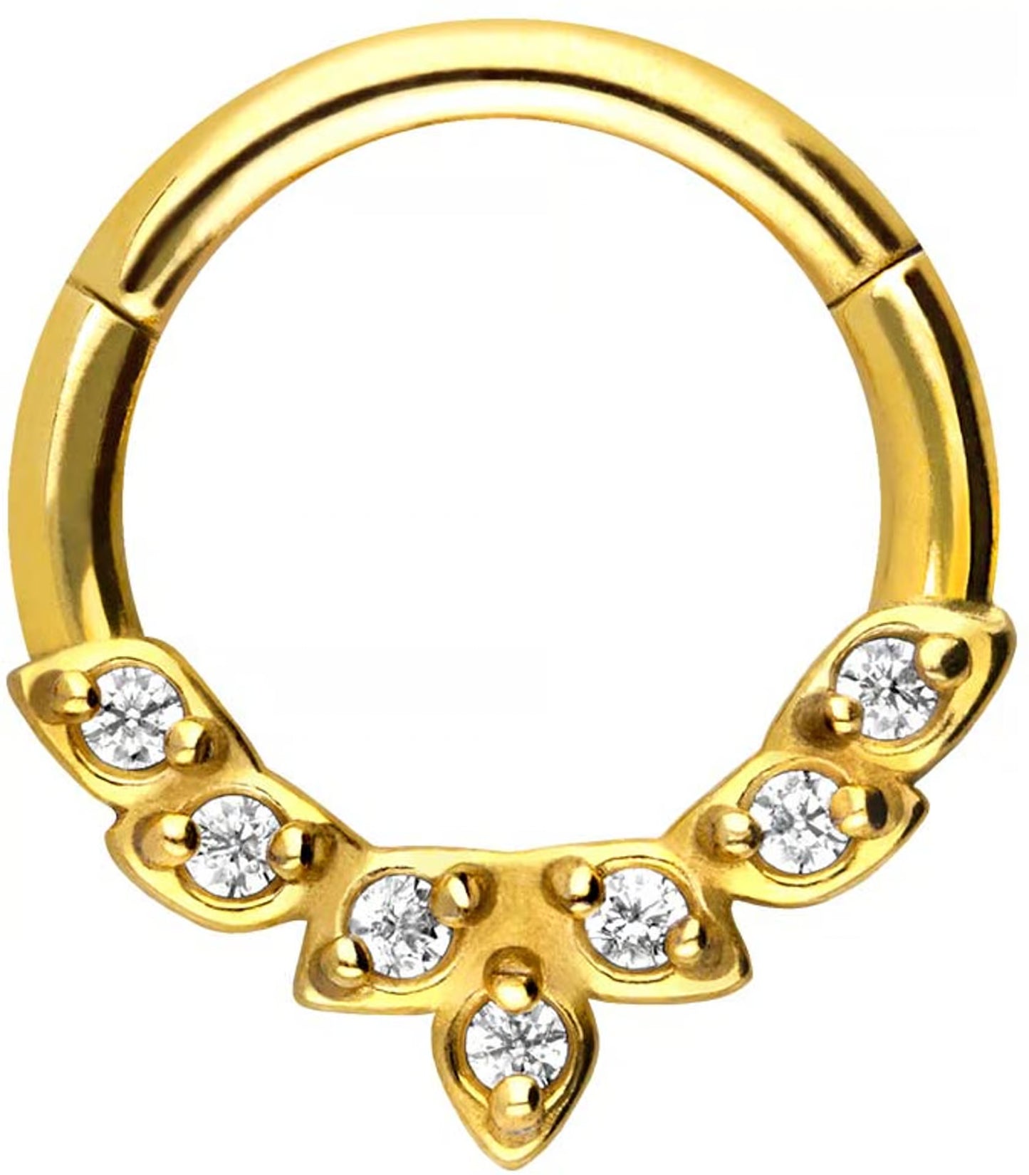 Surgical steel segment ring clicker 7 SETTED CRYSTALS