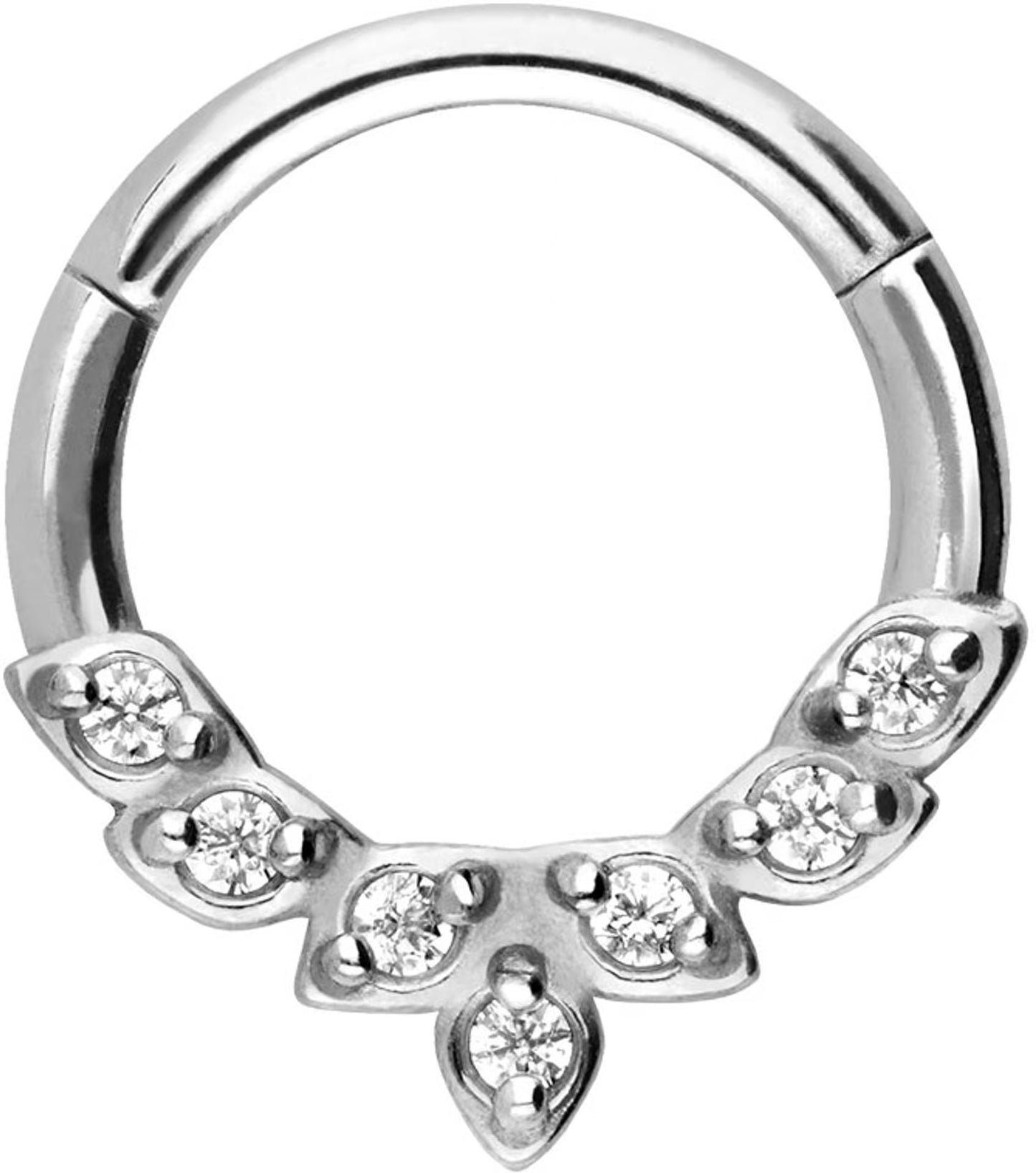 Surgical steel segment ring clicker 7 SETTED CRYSTALS