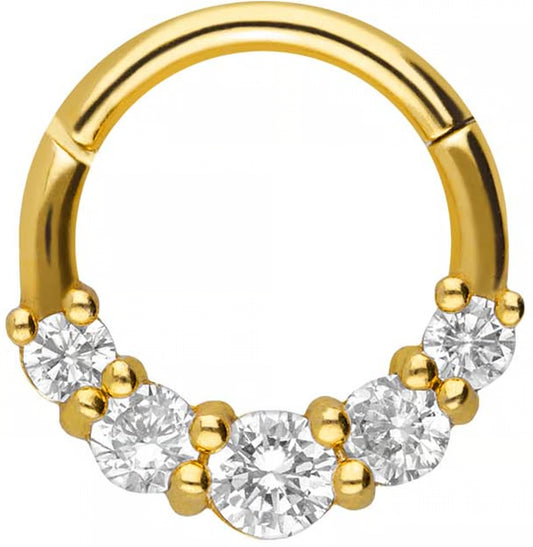 Surgical steel segment ring clicker 5 SETTED CRYSTALS