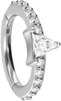 Surgical steel segment ring clicker CRYSTAL TRIANGLE + SETTED CRYSTALS