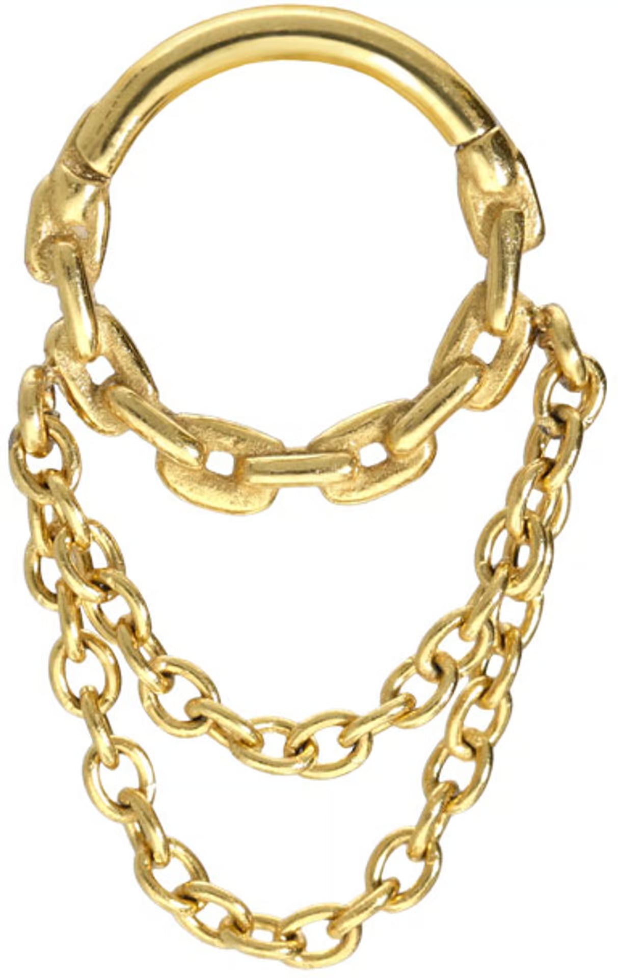 Surgical steel segment ring clicker CHAIN DESIGN + 2 ANCHOR CHAINS