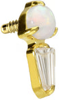 Titanium screw-in attachment with external thread SYNTHETIC OPAL + CRYSTAL RECTANGLE