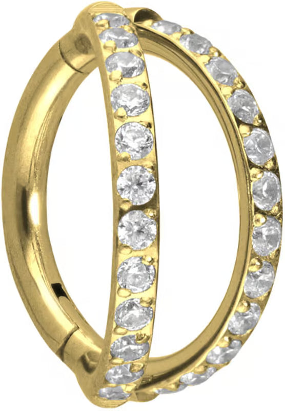 Titanium segment ring clicker 2 RINGS + SETTED CRYSTALS
