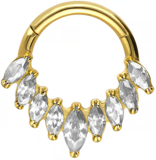Titanium segment ring clicker 9 SETTED CRYSTALS
