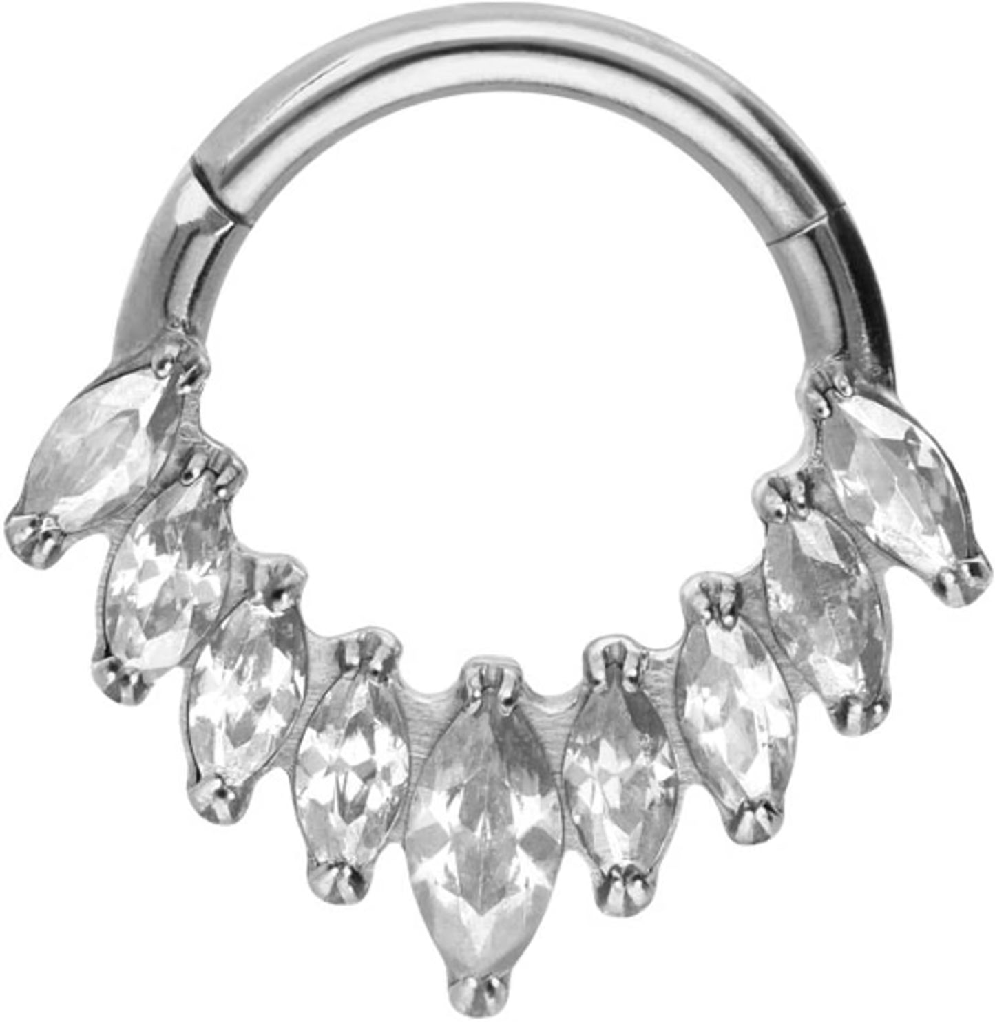 Titanium segment ring clicker 9 SETTED CRYSTALS