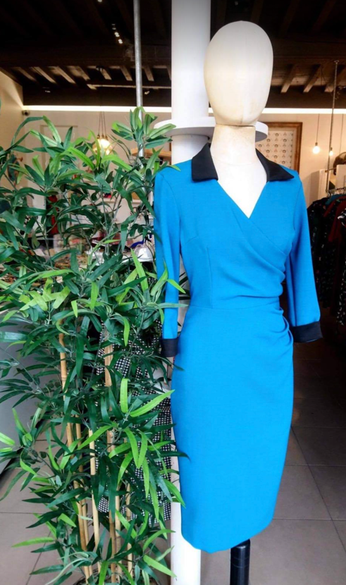 Teal/ Black Collar Dress